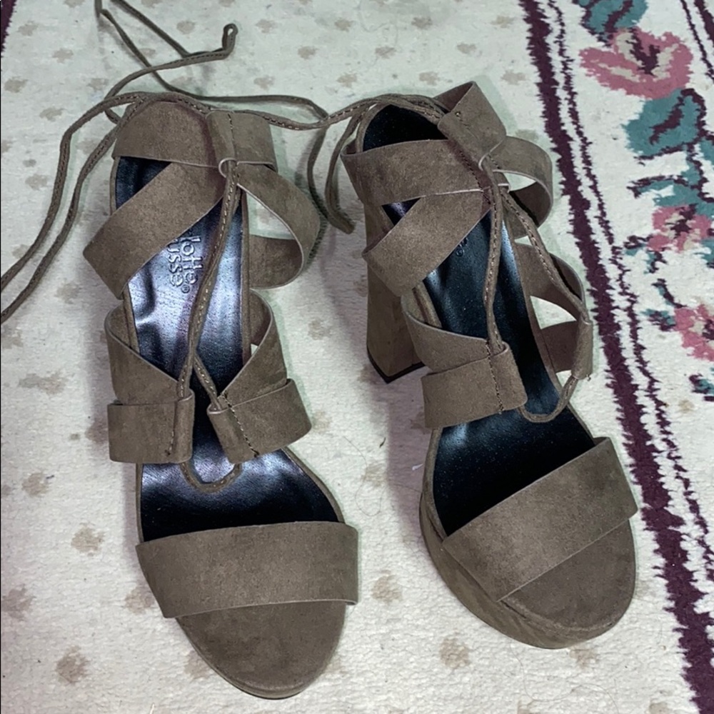 Olive green lace up heels